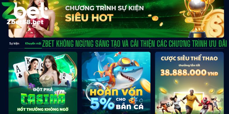 Zbet không ngừng sáng tạo và cải thiện các chương trình ưu đãi